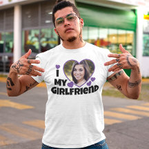 I Kärlek Min flickvän Personalize Photo T-Shirt