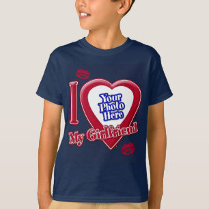 I Kärlek Min flickvän Photo Red Heart Läppar Blu T Shirt