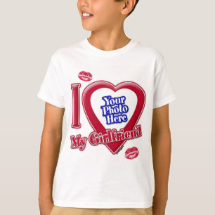 I Kärlek Min flickvän Photo Red Heart Läppar T-Shi T Shirt