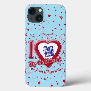 I Kärlek Min flickvän Photo Red Hearts Blue Horizo