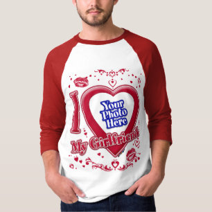 I Kärlek Min flickvän Photo Red Hearts Kiss T Shirt