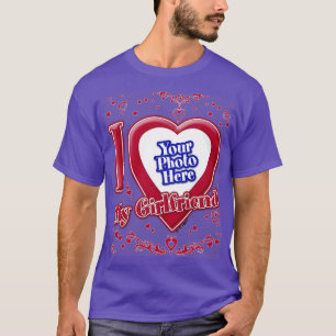 I Kärlek Min flickvän Photo Red Hearts Lila T Shirt
