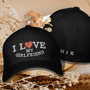 I Kärlek Min flickvän Red Heart Monogram-Anpassnin Broderad Keps