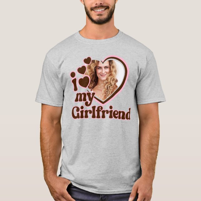 I Kärlek Min flickvän Retro Photo T Shirt (Framsida)