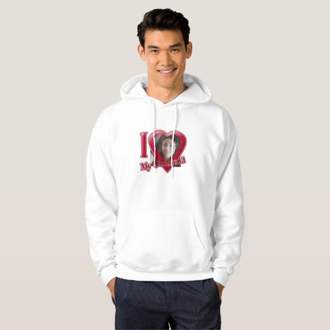 I Kärlek Min flickvän T-Shirt Hoodie (Hel framsida)