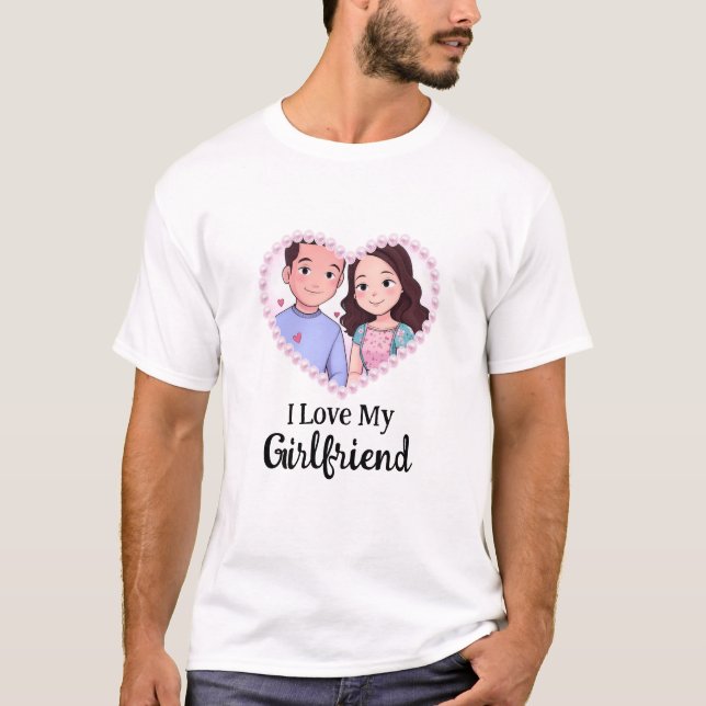 I Kärlek Min flickvän Tecknaden Minimalist Cute Ph T Shirt (Framsida)