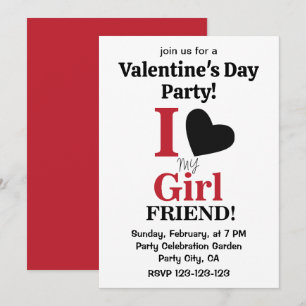 I Kärlek Min flickvän Valentine Party Inbjudningar