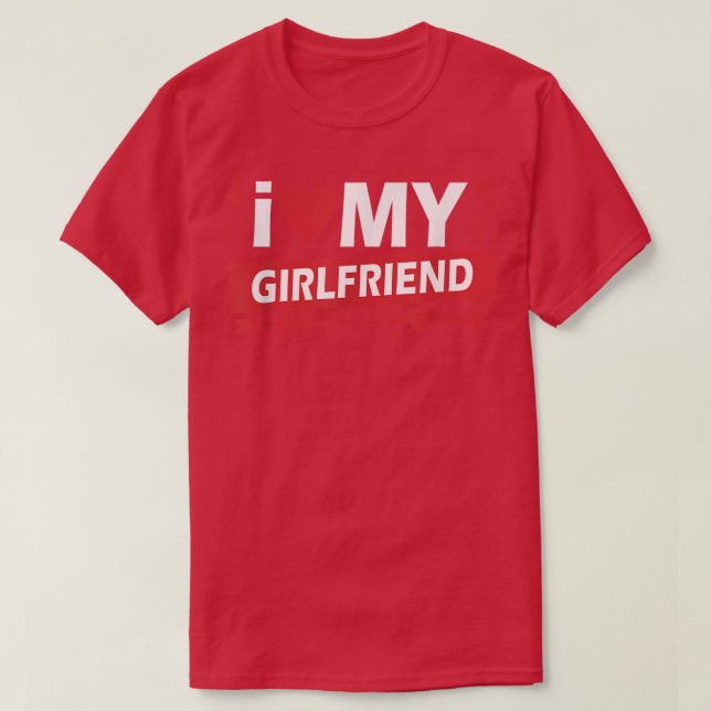 I Kärlek Min flickvän Valentines day Par I Kärlek T Shirt (Design framsida)