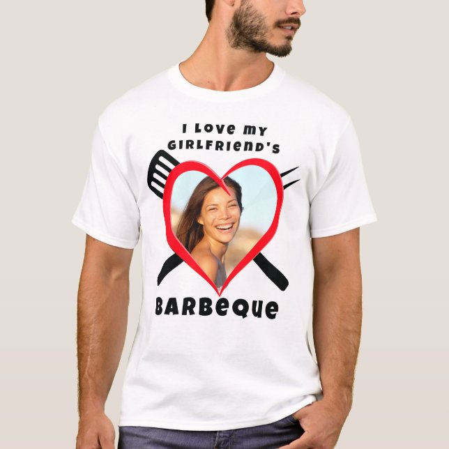 I Kärlek Min flickväns BQ Heart-Anpassningsbar Fot T Shirt (Framsida)