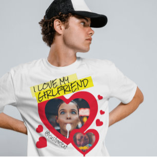 I kärlek min flickväns röda fototext y2k t shirt