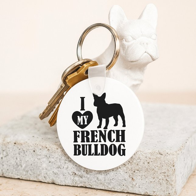 I Kärlek - min Fransk Bulldog Keychain Nyckelring (Skapare uppladdad)