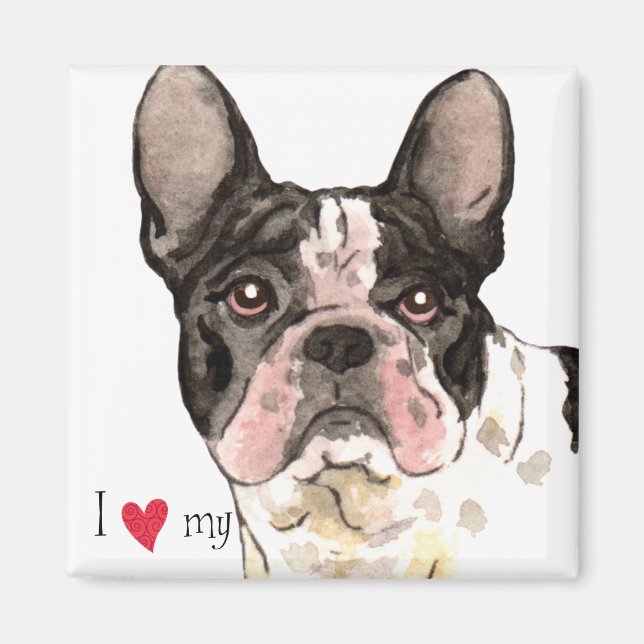 I Kärlek min Fransk Bulldog Magnet (Framsidan)