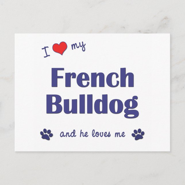 I Kärlek Min Fransk Bulldog (Male Hund) Vykort (Framsida)