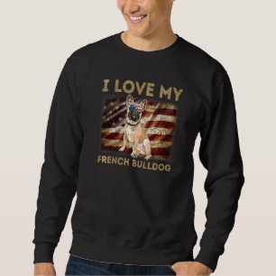 I Kärlek Min Fransk Bulldog Pappa Mamma Amerikansk Lång Ärmad Tröja