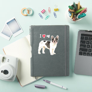 I Kärlek min Fransk Bulldog Vinyl Sticker Klistermärken
