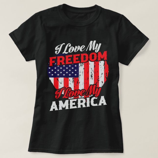 I Kärlek Min frihet I Kärlek Mitt Amerika 50 T Shirt (Design framsida)