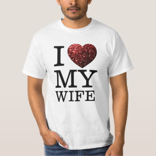 I kärlek min fru, anpassningsbar text, röda hjärts t shirt
