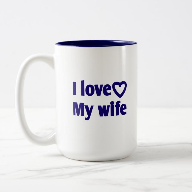 I Kärlek Min fru - Romantic Gift for Maka, Make Två-Tonad Mugg (Vänster)