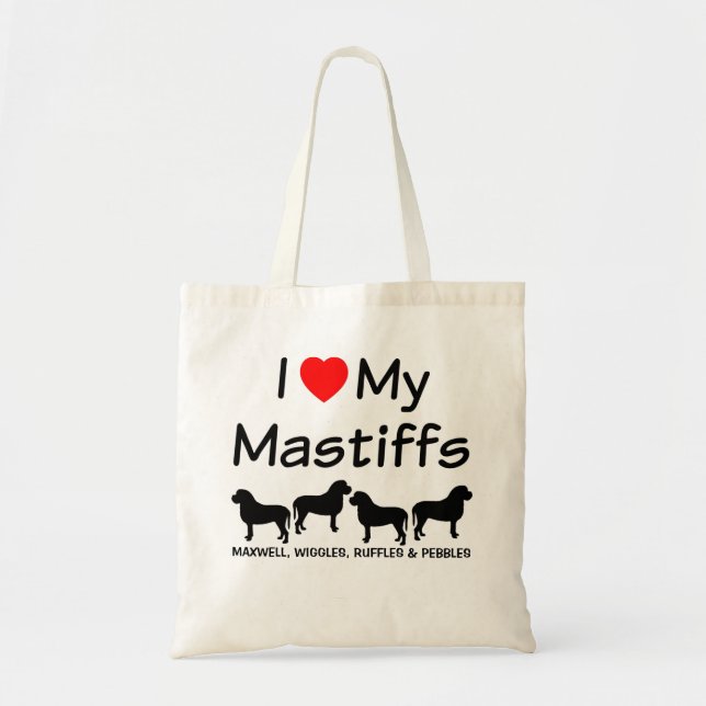 I Kärlek min fyra Mastiff Hundar Bag Tygkasse (Framsidan)