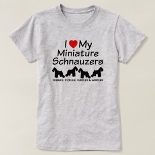 I Kärlek Min fyra minister Schnauzer Hundar Shirt Tee