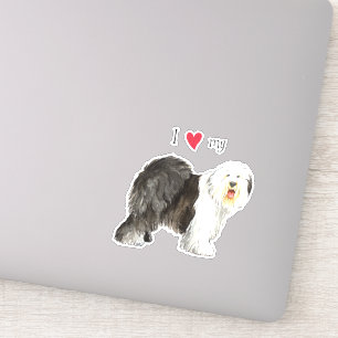 I Kärlek min gamla engelska Sheepdog Vinyl Sticke Klistermärken