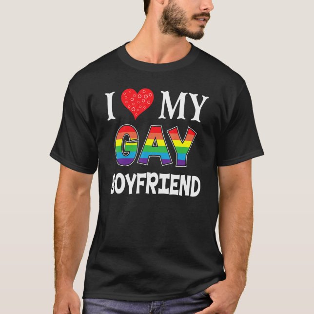 I Kärlek min Gay Boykompis Lgbt Lesbisk Rainbow Pr T Shirt (Framsida)