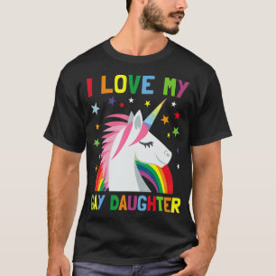 I Kärlek, min Gay Dotter Unicorn Parent of Gay T Shirt