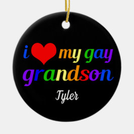 I Kärlek Min Gay Grandson Personlig Grandma Gift Julgransprydnad Keramik