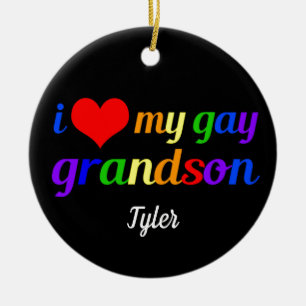 I Kärlek Min Gay Grandson Personlig Grandma Gift Julgransprydnad Keramik