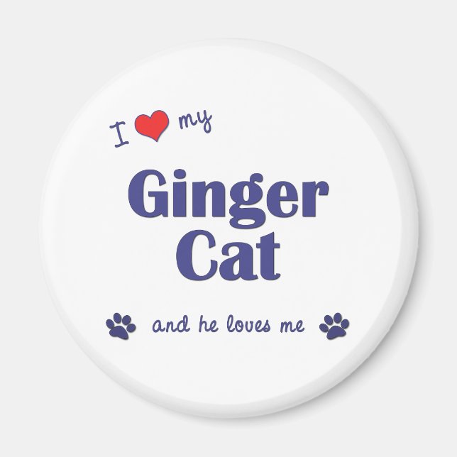 I Kärlek Min Ginger Cat (manlig katt) Magnet (Framsidan)