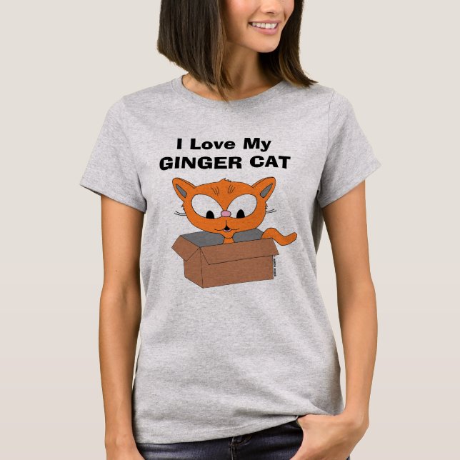 I Kärlek min Ginger Cat T Shirt (Framsida)