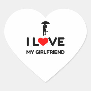 I KÄRLEK MIN GIRLFRIEN HJÄRTFORMAT KLISTERMÄRKE
