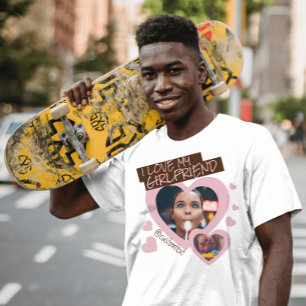 I kärlek min Girlkompis rosa-bruna fototext y2k T Shirt