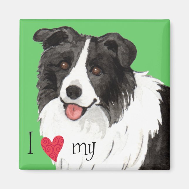 I Kärlek min Gräns Collie Magnet (Framsidan)