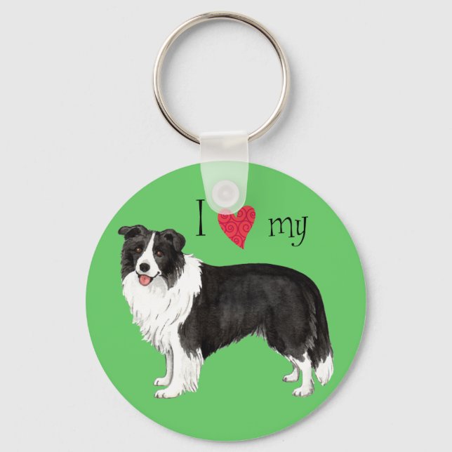 I Kärlek min Gräns Collie Nyckelring (Framsida)