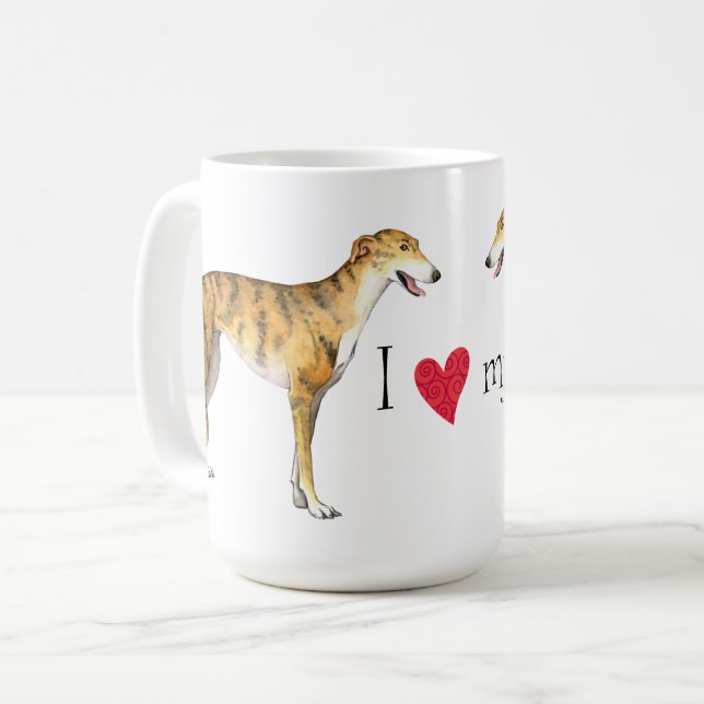 I Kärlek min Greyhound Coffee Mugg (Framsida vänster)