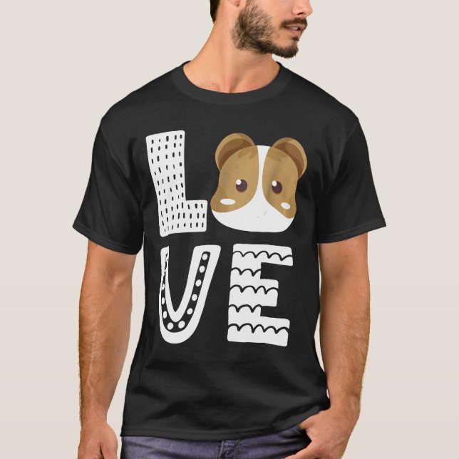 I Kärlek Min Gris Guinea Gris T Shirt (Framsida)