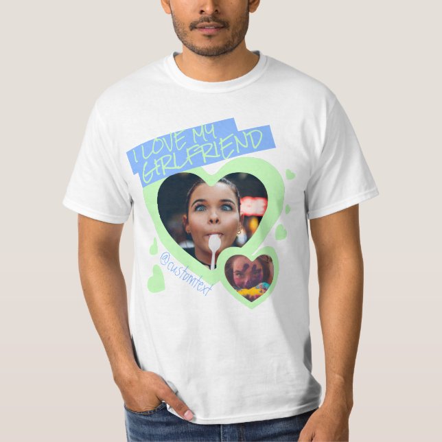 I kärlek min grönt Girlkompis, blå fototext y2k T Shirt (Framsida)