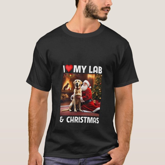 I Kärlek Min Gul lab riddare och jultomten T Shirt (Framsida)