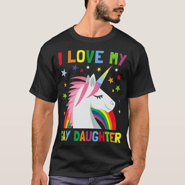 I Kärlek, min gulddotter Unicorn-förälder T Shirt (Framsida)
