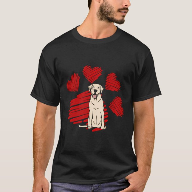 I Kärlek Min Gult Labrador Hund Heart Valentiness T Shirt (Framsida)