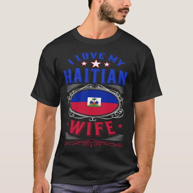 I kärlek min haitiska fru t shirt (Framsida)