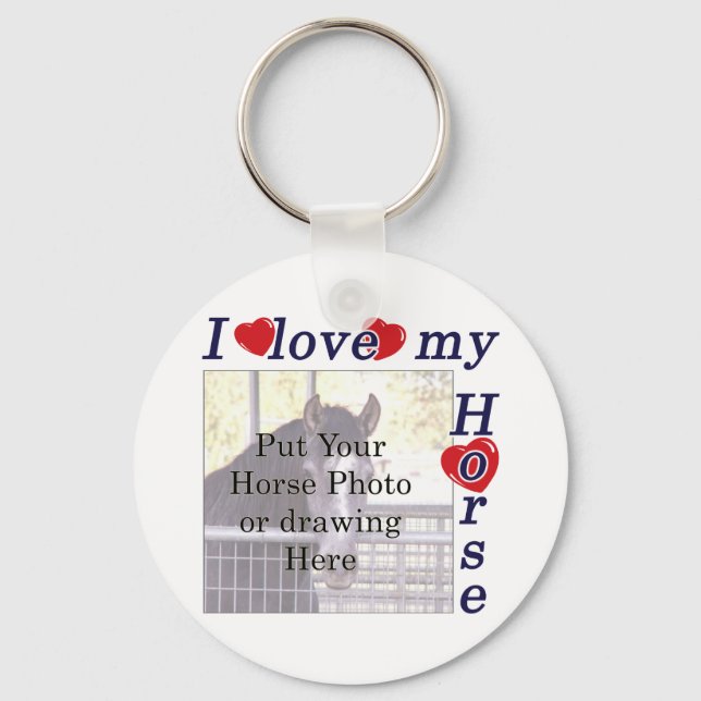 I kärlek min häst: Lägg till foto eller text Nyckelring (Framsida)