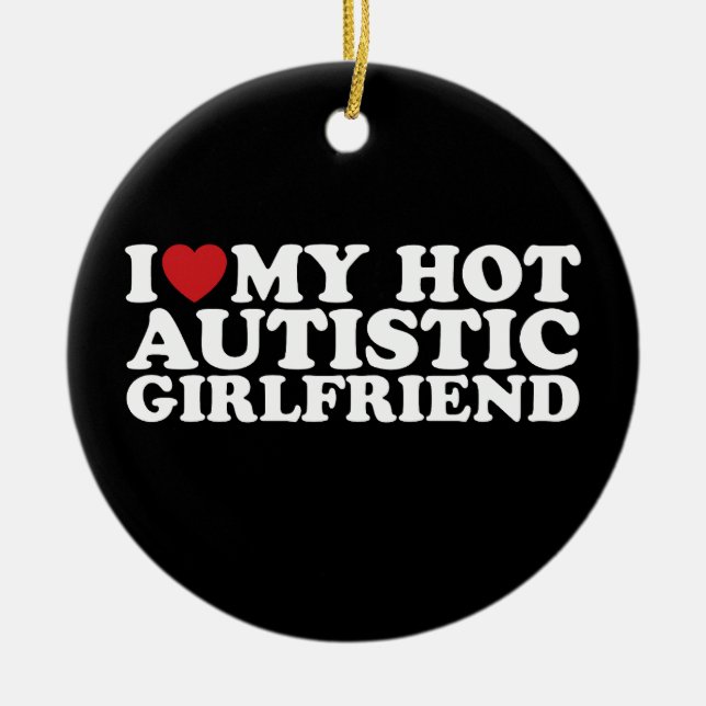 I Kärlek min Hett Autistic Girlkompis GF Autism He Julgransprydnad Keramik (Framsidan)