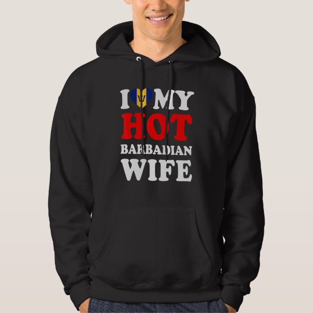 I kärlek Min Hett Barbadiska Maka Make Hoodie (Framsida)