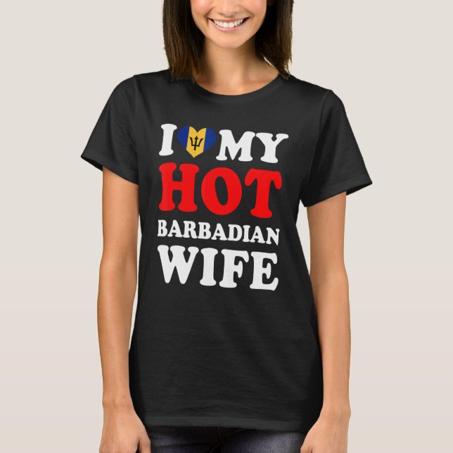 I kärlek Min Hett Barbadiska Maka Make T Shirt (Framsida)