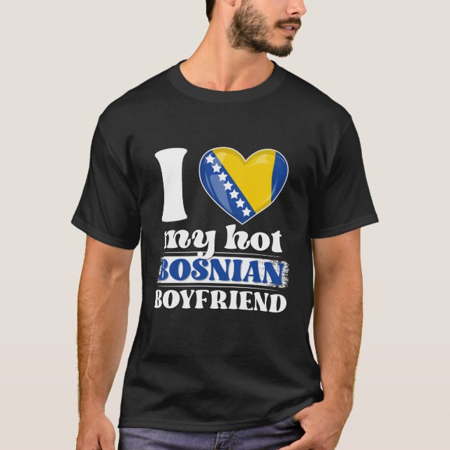I Kärlek Min Hett Bosnian Boyvän Shirt Bosnien-Her T Shirt (Framsida)