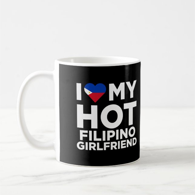 I Kärlek Min Hett Filipino Girlkompis Funny Par Cu Kaffemugg (Vänster)