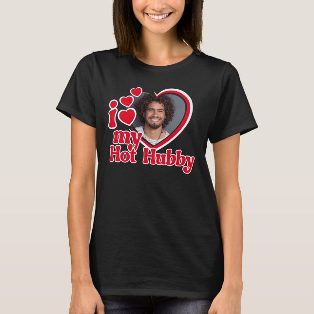 I Kärlek min Hett Hubby Heart Photo T Shirt (Framsida)