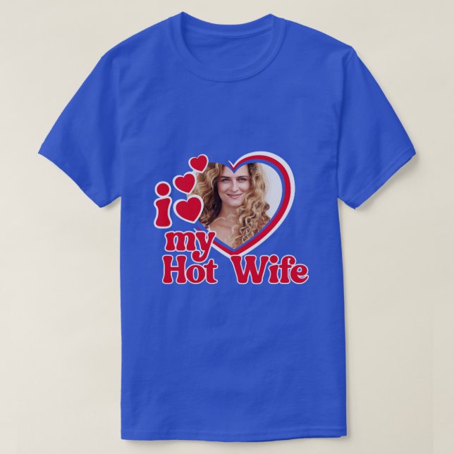 I Kärlek min Hett, hustru, hjärtfoto T Shirt (Design framsida)
